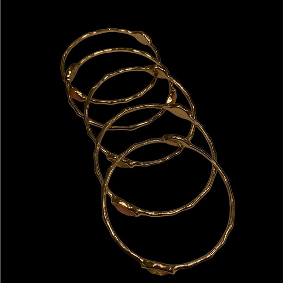 Vintage set of 5 glamorous gold bangles with alternate rose and cream baubles - Picture 4 of 4